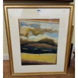 Blackwelder: a gilt framed acrylic abstract landscape painting - signed in pencil within the image -
