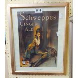 Three gilt framed medium format coloured reprints of Schweppes advertising posters
