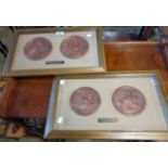 A framed and glazed display picture containing a replica great seal of Elizabeth I (number 995 in