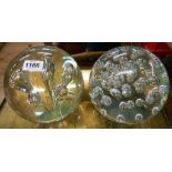 Two very large glass paperweights/door stops with internal controlled bubble decoration