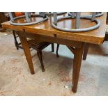 A 91cm vintage oak draw-leaf dining table, set on moulded legs