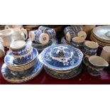 A quantity of assorted blue and white transfer printed china including Royal Tuderware, Arklow,