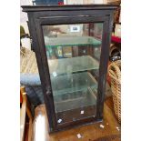 A 37cm vintage vitrine cabinet with glass shelves enclosed by a glazed panel door