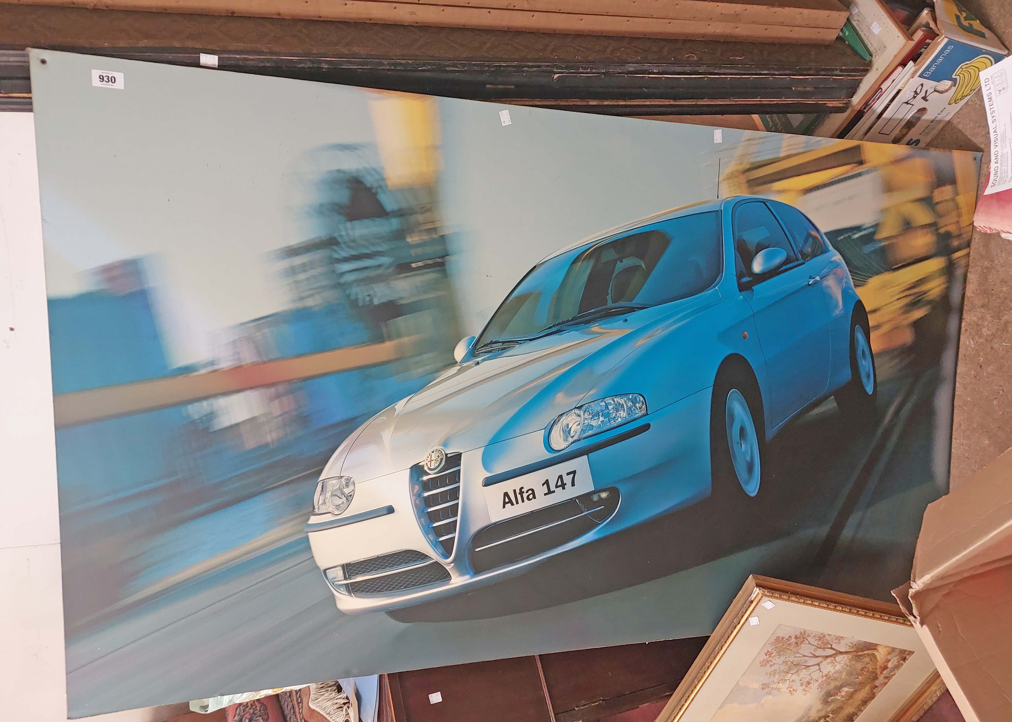 An original Alfa Romeo 147 large wall mounted showroom display advertisement picture