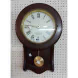 A modern stained wood cased Acctim drop dial wall timepiece with battery movement