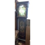 An early 19th Century chinoiserie longcase clock, the 30.5cm arched brass dial with decorative