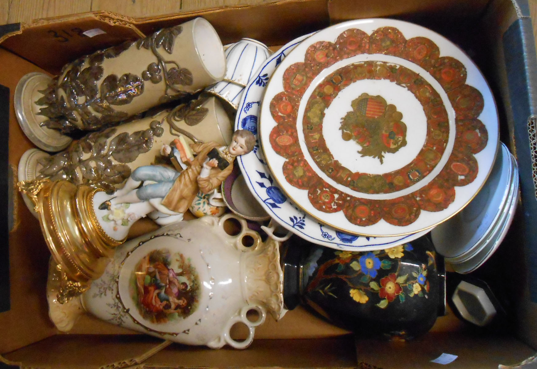 A box containing a quantity of assorted ceramic items including Carltonware, etc.