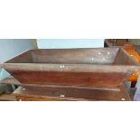 A 1.3m old wooden dough trough with dovetailed sloping sides - minor damage to one corner