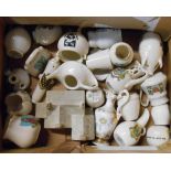 A box containing a quantity of Goss and other crested china including Dove Cottage Grasmere model,