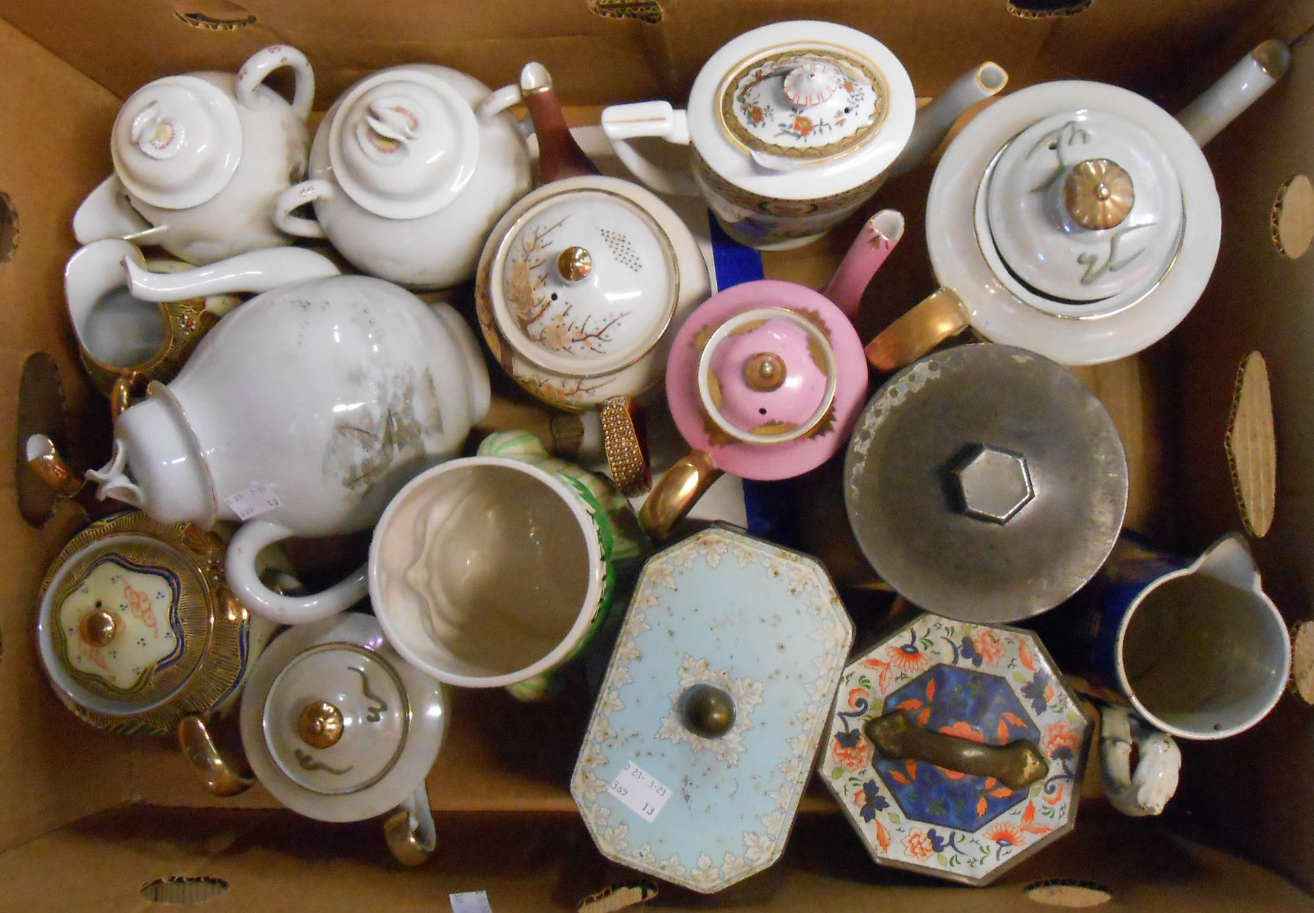 A box containing a quantity of assorted ceramic items including Mintons coffee pot, Price Kensington