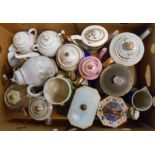 A box containing a quantity of assorted ceramic items including Mintons coffee pot, Price Kensington