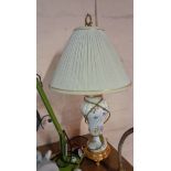 A Louis Nichole for Franklin Mint table lamp with pottery body decorated with transfer printed