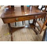 A 66cm Victorian mahogany side table with two frieze drawers and opposing dummy drawer fronts, set