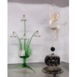 Istvan Komaromy: a 19.5cm high Art Deco glass lampwork figurine depicting a naked dancing lady in