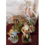 Three Capodimonte figurines - sold with another similar - various condition