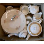 A box containing a quantity of assorted ceramic items including Royal Doulton Dryden pattern