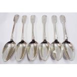 A set of six Victorian silver shell and fiddle pattern tablespoons with engraved gryphon armourial