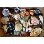 A box containing a quantity of assorted ceramic items including five pieces of Babbacombe pottery,