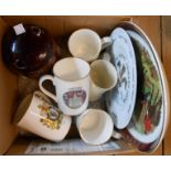 A box containing a quantity of assorted ceramic items including Queen Elizabeth II Golden Jubilee