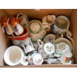 A box containing a quantity of crested and other china including Crown Ducal part tea set, Goebel