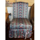 An upholstered boudoir chair - sold with an Ikea boudoir armchair