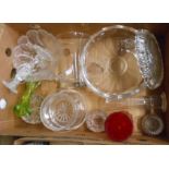 A box containing a quantity of assorted cut and coloured glassware