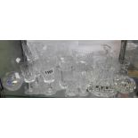A quantity of assorted cut and other glassware, including a pair of Waterford wines, sherries,