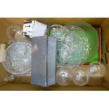 A box containing a quantity of assorted cut and other glassware including bowls, dishes, etc.
