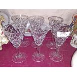 A set of six Waterford crystal small wine glasses