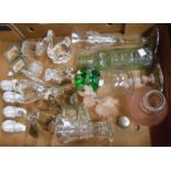 A box containing a quantity of assorted glass and ceramic items including paperweights, drinking