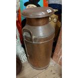 A large copper plated milk churn marked for Bladen Dairies Ltd.