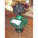A Correia blown glass scent bottle and stopper in the Emerald Etruscan colourway with dark green