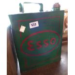 An old Esso petrol can with brass cap with later painted finish