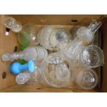 A box containing a quantity of assorted cut and other glassware including decanters, bowls, glasses,