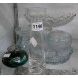 A small quantity of assorted glassware including Art Deco pressed glass dressing table set, M'dina