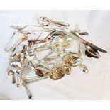 A bag containing a quantity of silver plated cutlery including Bruford and other makers, also one