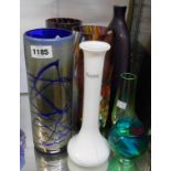 A small quantity of art glass, including Stuart Fletcher Top Glass trail decorated cylindrical vase,