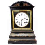 A 19th Century ebonised and brass inlaid cased table clock with German/American cuckoo movement with