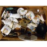 A box containing a quantity of assorted ceramic and glass items including Poole Pottery, Doulton