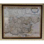 Robert Morden: a Hogarth framed antique hand coloured map print of Essex