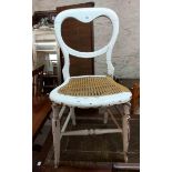 An old balloon back standard chair with white painted finish - sold with an Edwardian walnut and