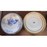 Five late 19th/early 20th Century Royal Copenhagen ribbon plates with blue painted floral decoration