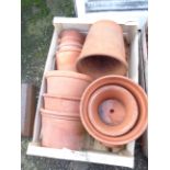 A crate containing a quantity of terracotta pots