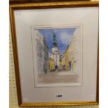 John Mole: a gilt framed watercolour entitled 'Michalska Tower in Bratislava' - signed, with