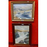 Bill Ransom: five framed oils on board, depicting three moorland streams, a winter track and