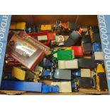 A box containing a quantity of Matchbox and other die cast cars