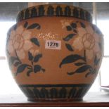 A large Doulton & Slaters Patent saltglaze stoneware jardiniere with bold stencilled floral