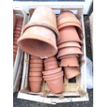A crate containing a quantity of terracotta pots