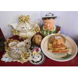 A quantity of assorted ceramic items including Influential Friends Henry VIII bust, Capodimonte