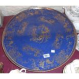 A large Copeland Spode lazy susan with gilt chinoiserie decoration on a powder blue ground